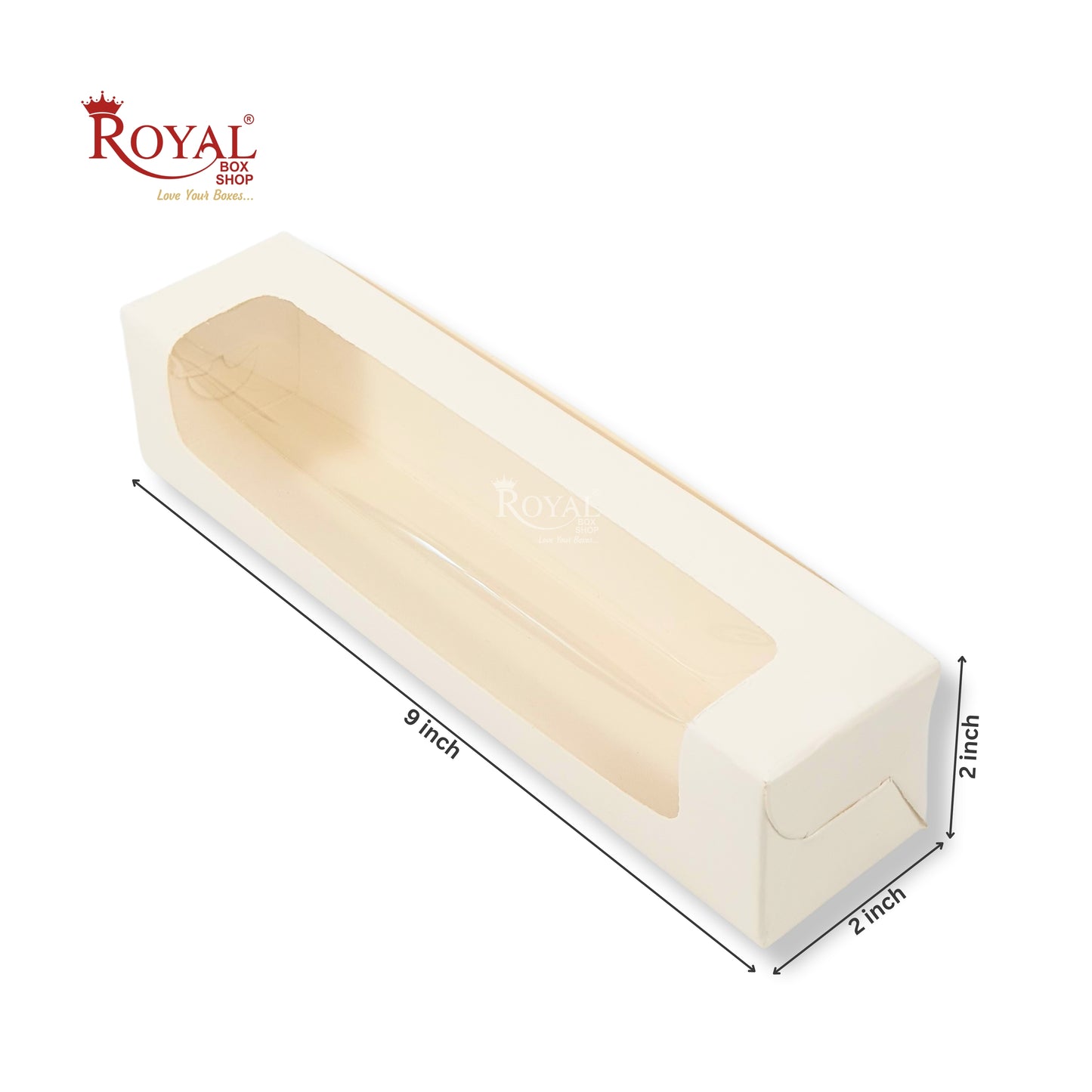 9pc Macarons Box | 9x2x2 Inches | White | B2B