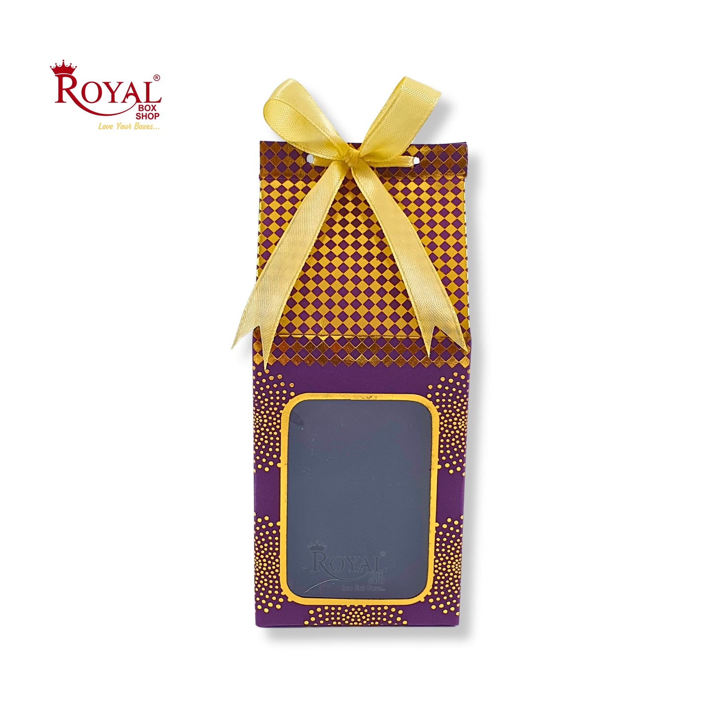Premium Gift Box with Window I Purple Gold Leafing Print I 4.5x3x3 inches I For Return Favor Gift, Baby Shower Gifts, Room Hampers, Candy Box, Birthday Return Gift Royal Box Shop