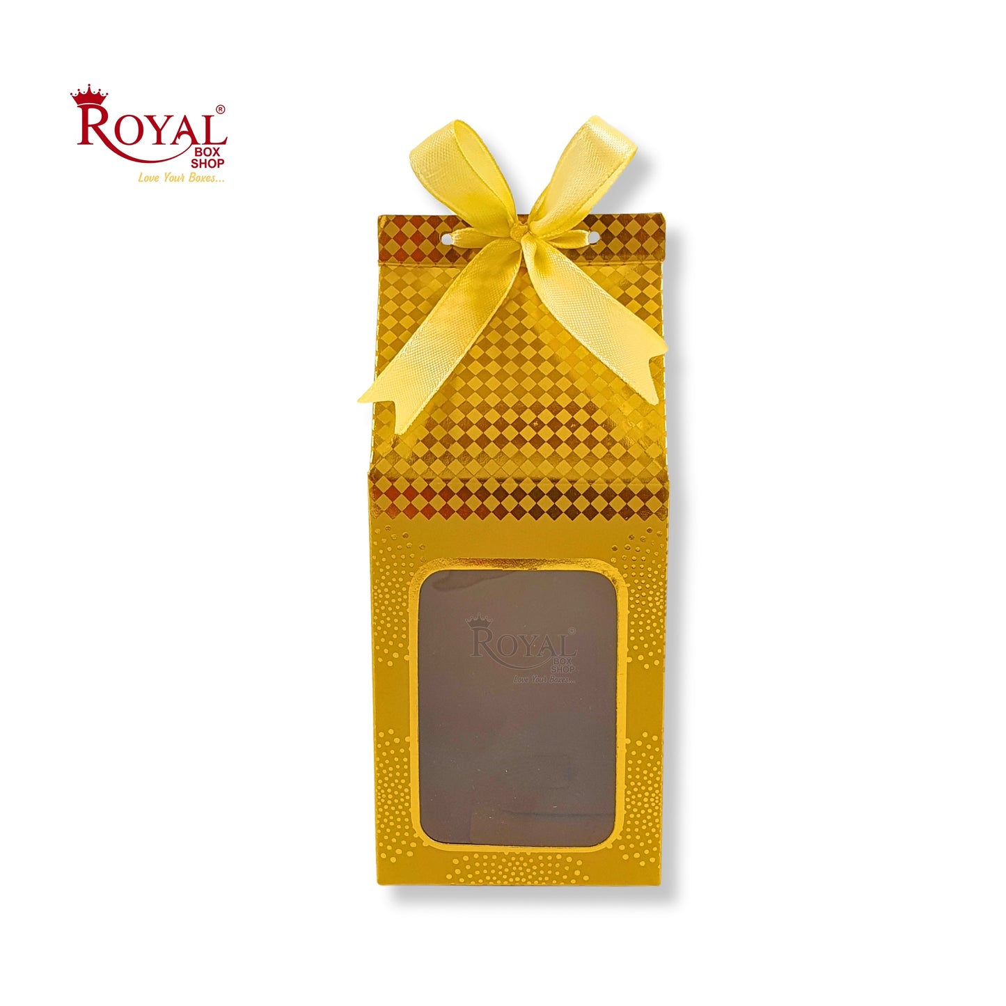 Premium Gift Box with Window I Yellow Gold Leafing Print I 4.5x3x3 inches I For Return Favor Gift, Baby Shower Gifts, Room Hampers, Candy Box, Birthday Return Gift Royal Box Shop