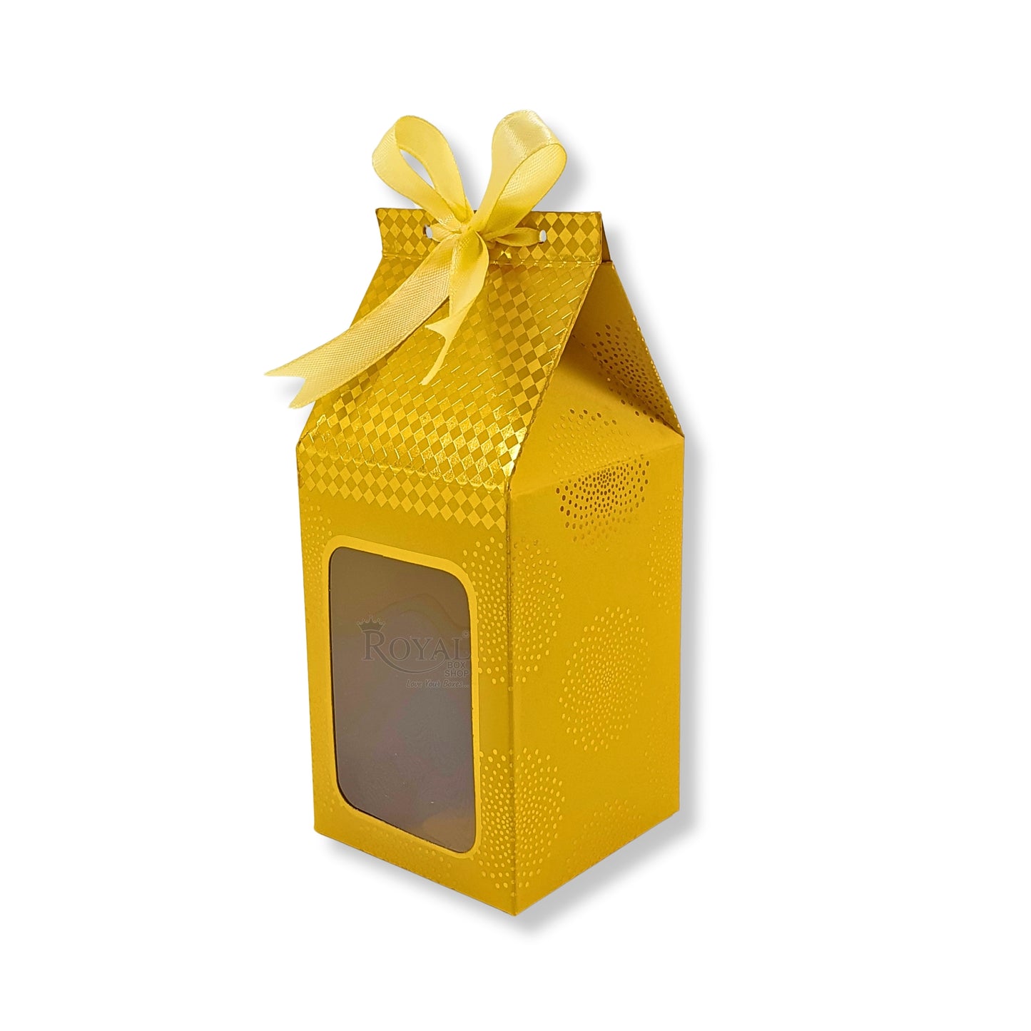 Premium Gift Box with Window I Yellow Gold Leafing Print I 4.5x3x3 inches I For Return Favor Gift, Baby Shower Gifts, Room Hampers, Candy Box, Birthday Return Gift Royal Box Shop