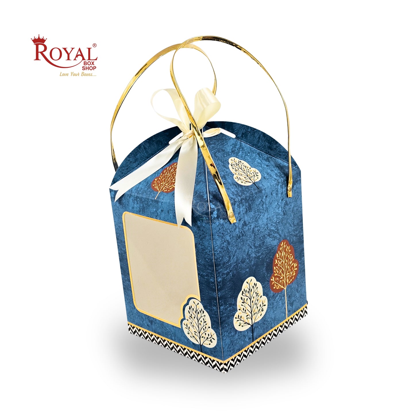 Premium Festive Gift Hamper Box I Hut Shape I RBF-01 D5 | 8.5x7.25x7.25 Inch | Royal Blue