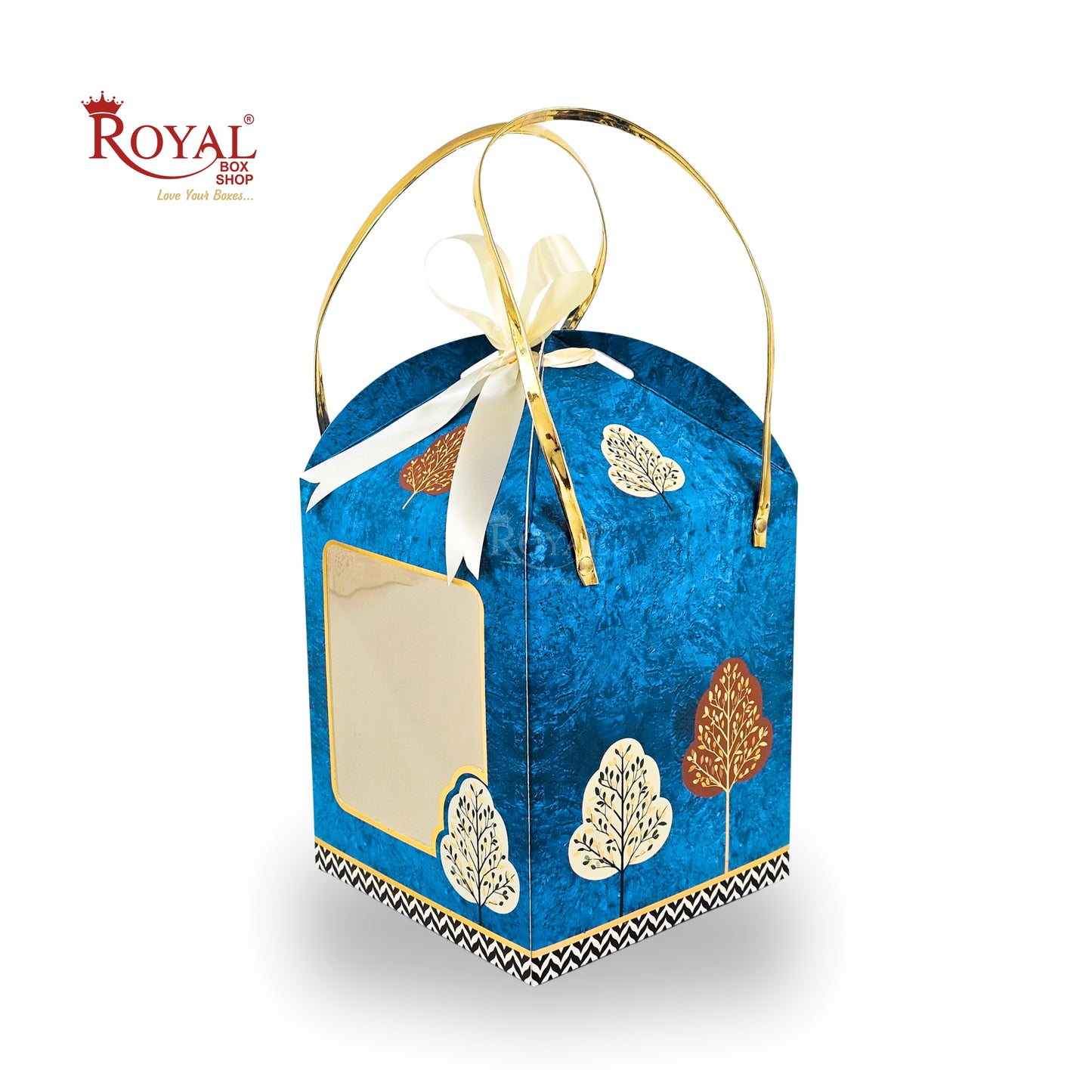 Premium Festive Gift Hamper Box I Hut Shape I RBF-01 D5 | 8.5x7.25x7.25 Inch | Royal Blue