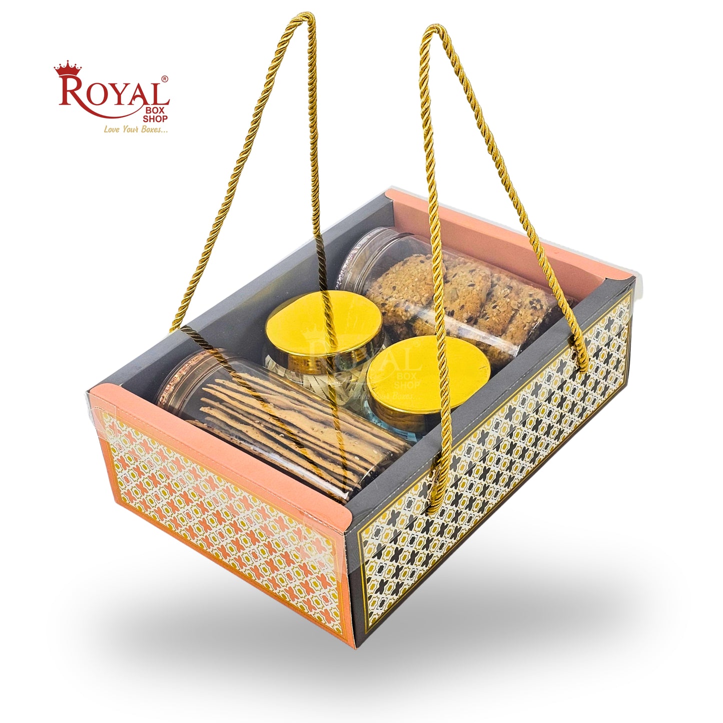 Premium Gift Hamper Bags with Transparent Lid | 10x6.75x3.5 inches | RBF-22 D2 | Christmas Gifting, Party Gifts, Return favor Gifting