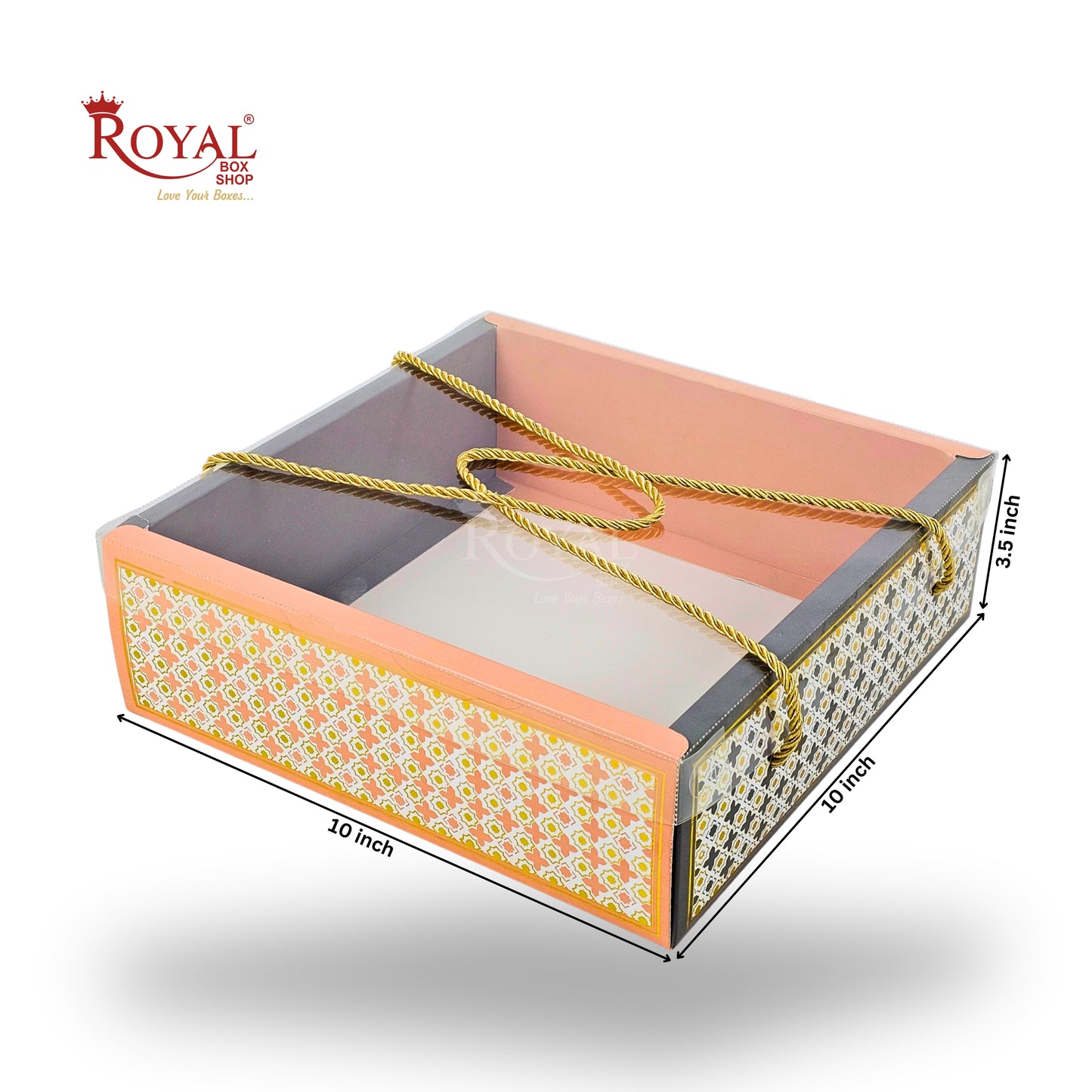 Premium Gift Hamper Bags with Transparent Lid | 10x10x3.5 inches | RBF-23 D2 | Grey | Wedding Party Gifts, Return favor Gifting