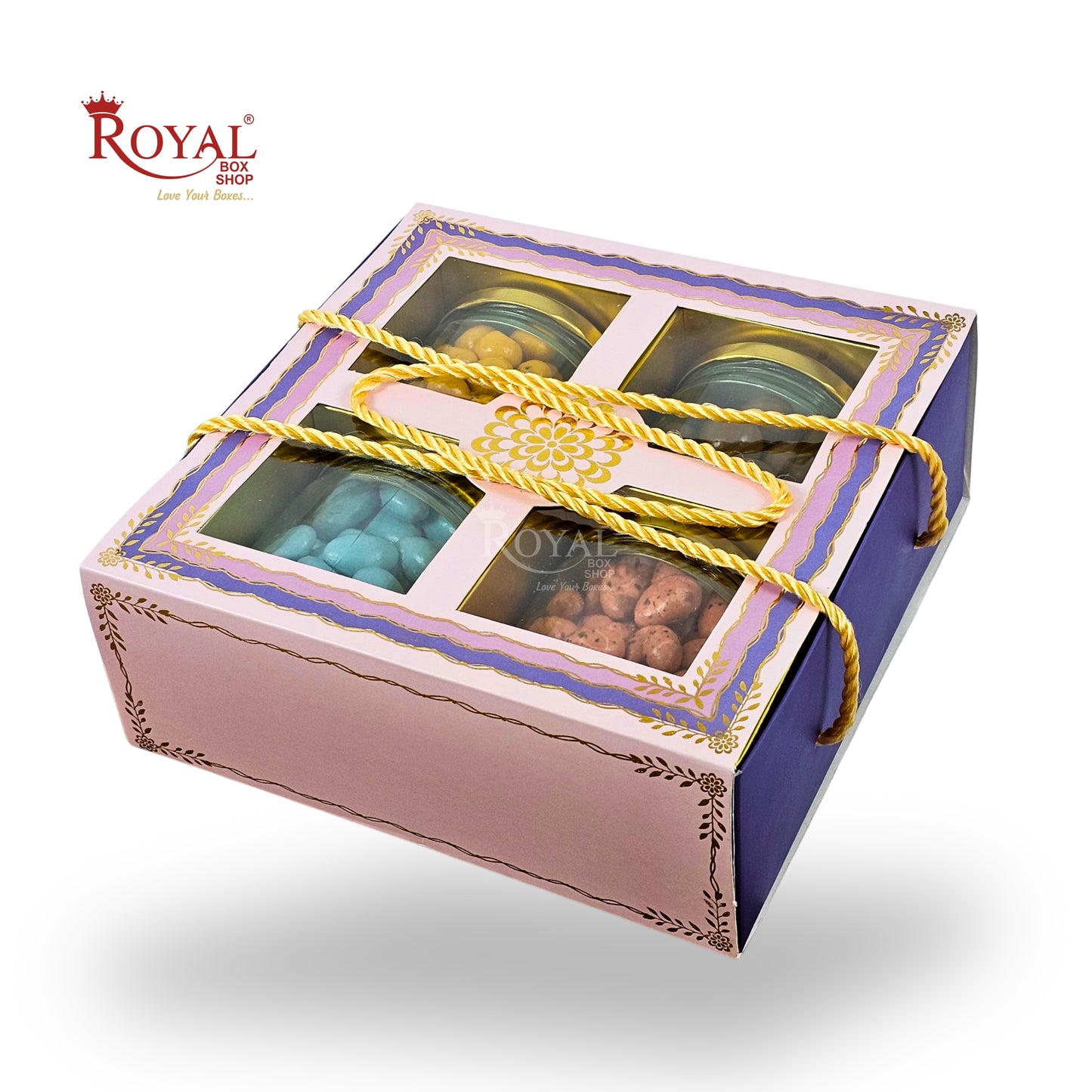 Royal Box Shop® 4 Jar Dry Fruit Gift Box I RBF-44 D1 I Packaging Only