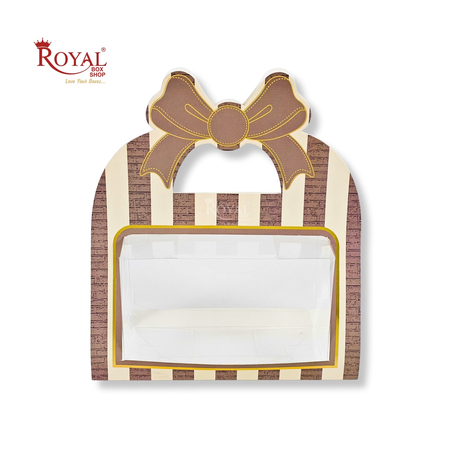2 Jar Hamper Box With Bow Shape Handle | RBF-47 D3 | 7x4.5x3.25 Inch | Brown