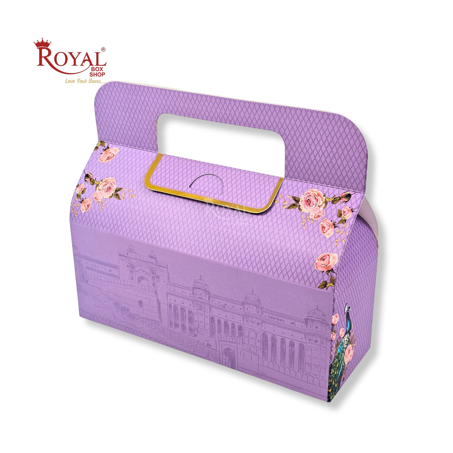 Royal Box Shop® Festive Gift Hamper Box With Handle | RBF-49 D1 | 10.5x4x3.75 Inch | Purple