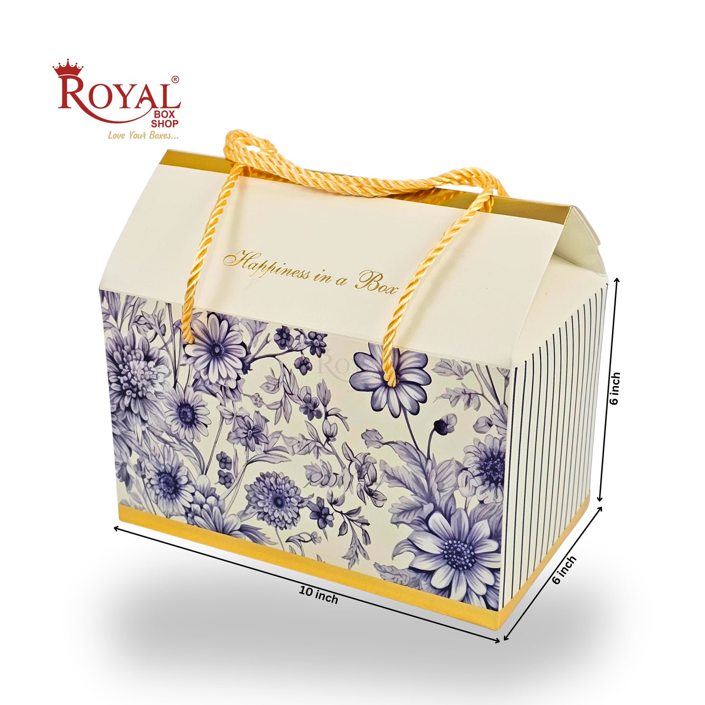 Royal Box Shop® Designer Floral Festive Gift Hamper Box | RBF-56 D2 | 10x6x6 Inch | Blue Floral