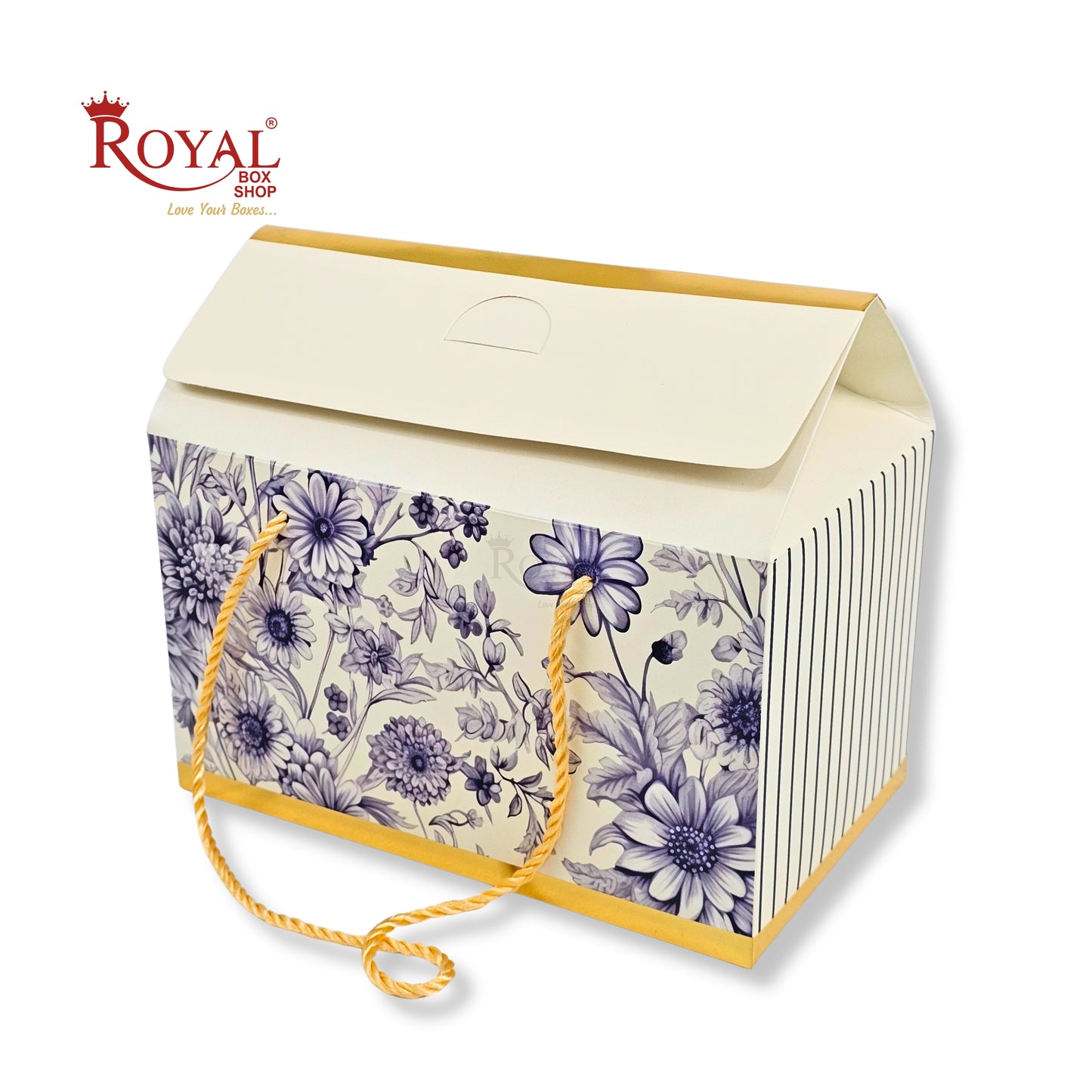 Royal Box Shop® Designer Floral Festive Gift Hamper Box | RBF-56 D2 | 10x6x6 Inch | Blue Floral