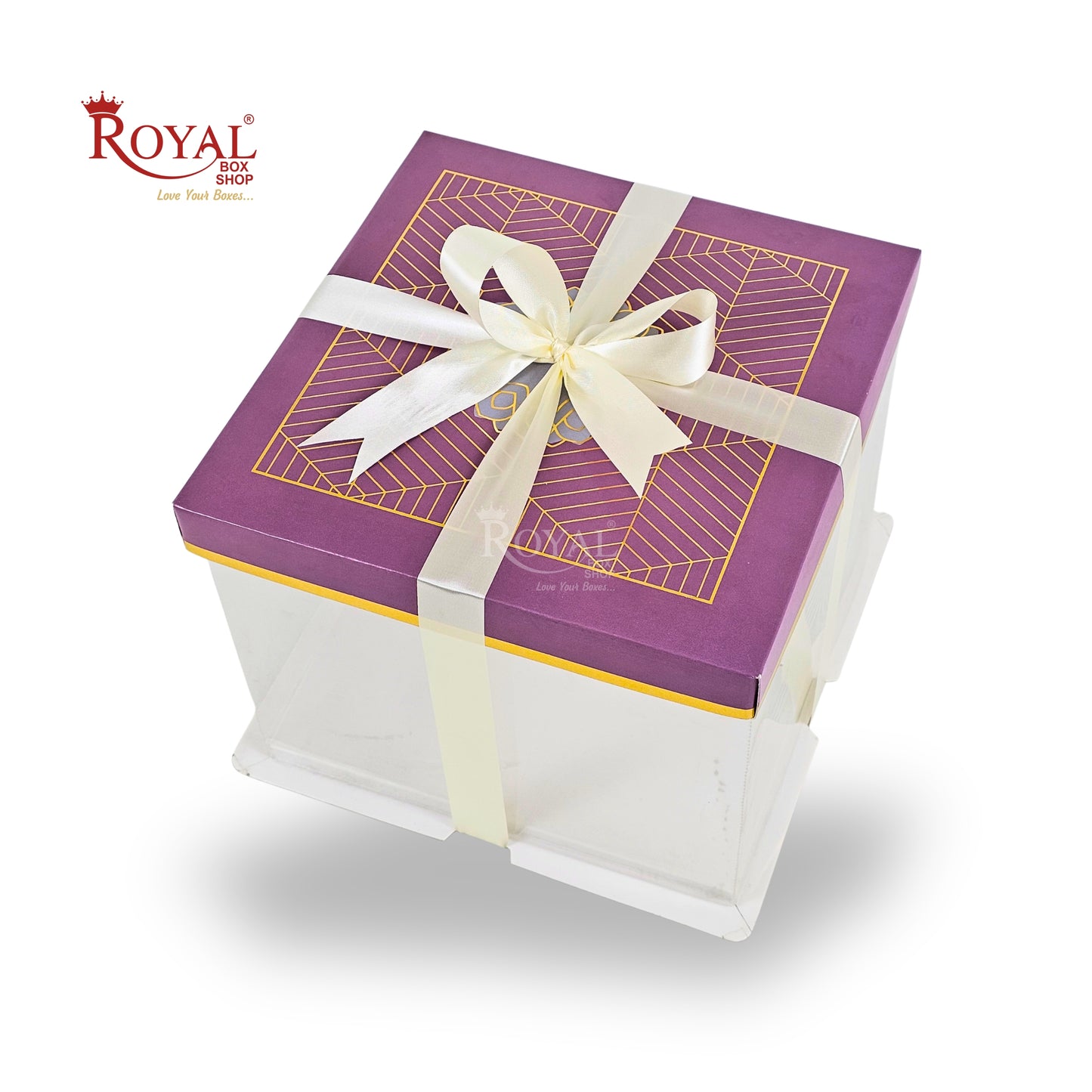 Tall Transparent Square Box with Ribbon | RBF-60 D1 | 8x8x7 Inch | Perfect for Cakes & Gifts