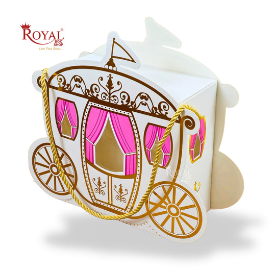 Royal Princess Carriage Gift Box I RBF-39 I Pink with Gold Leafing I Perfect for Parties & Baby Showers
