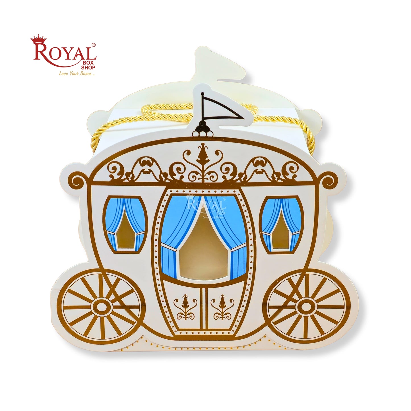 Baby Boy Themed Carriage Gift Box I RBF-40 I Blue with Gold Accents I Perfect for Birthdays & Baby Showers