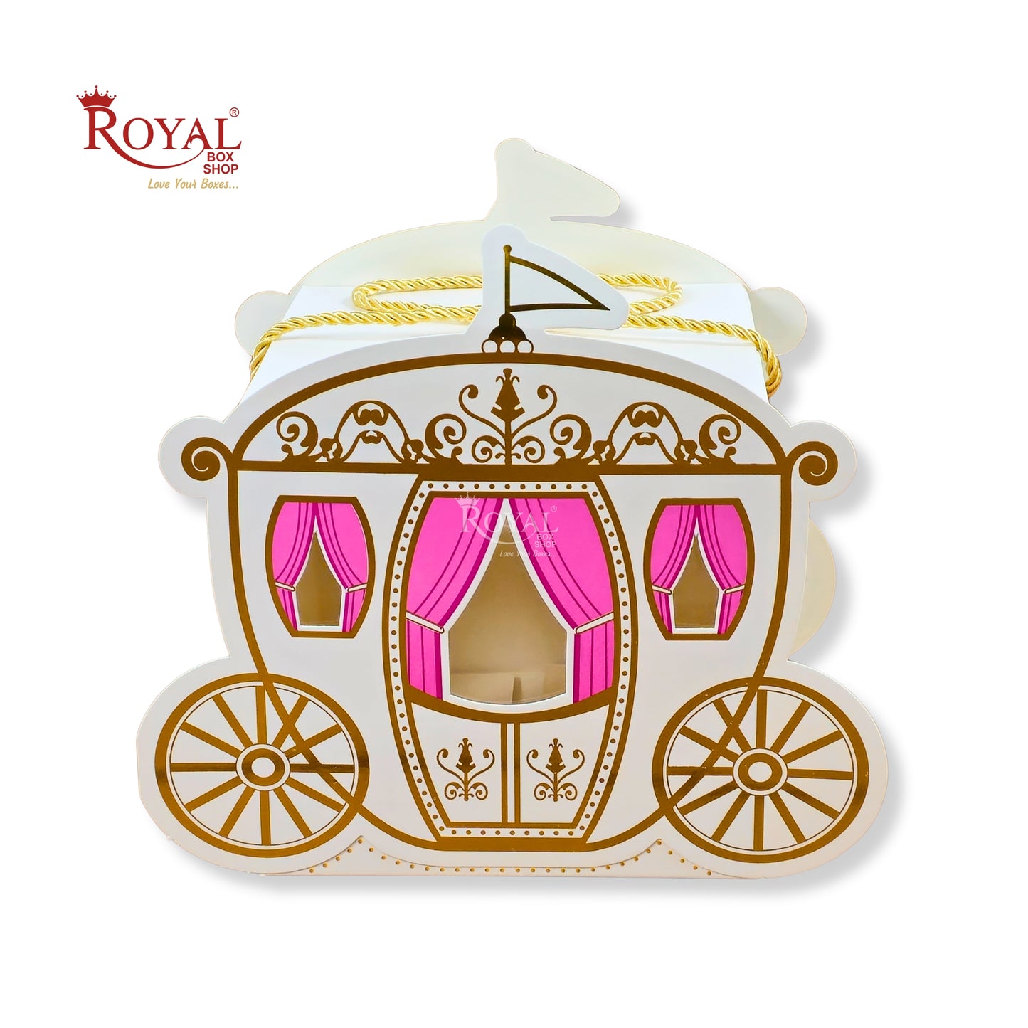 Royal Princess Carriage Gift Box I RBF-40 I Pink with Gold Leafing I Perfect for Parties & Baby Showers