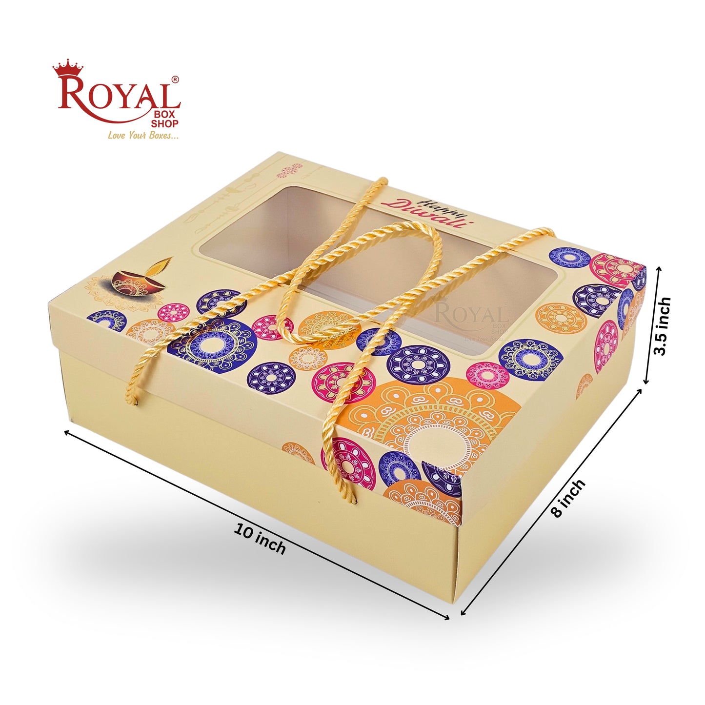Designer Diwali Gift Hamper Box I RBF-52 D4 I Premium Foil Print & Rope Handle