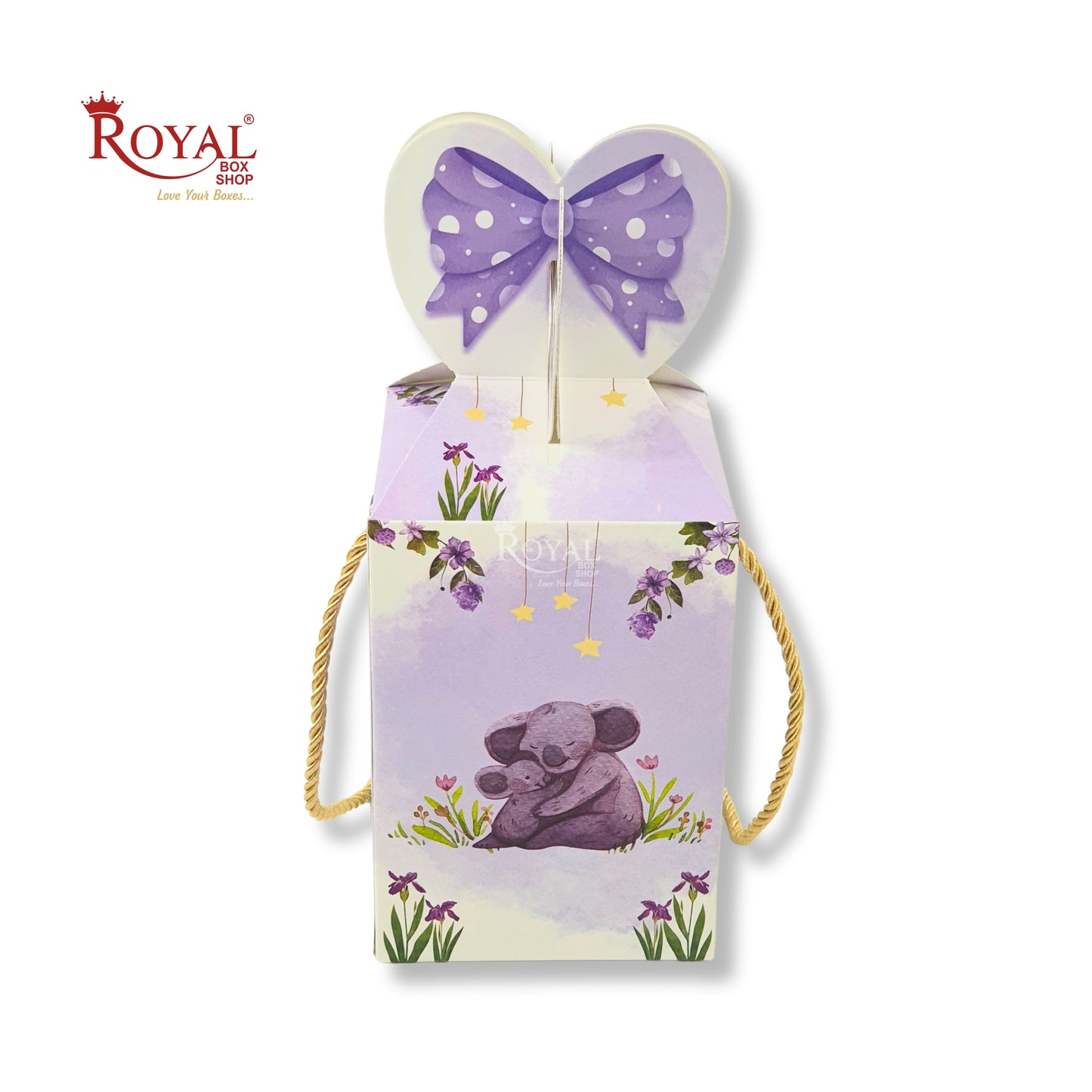Gift Box Bow Shape | 4x4x6 Inch | RCF-02 D3 | Baby Purple Panda
