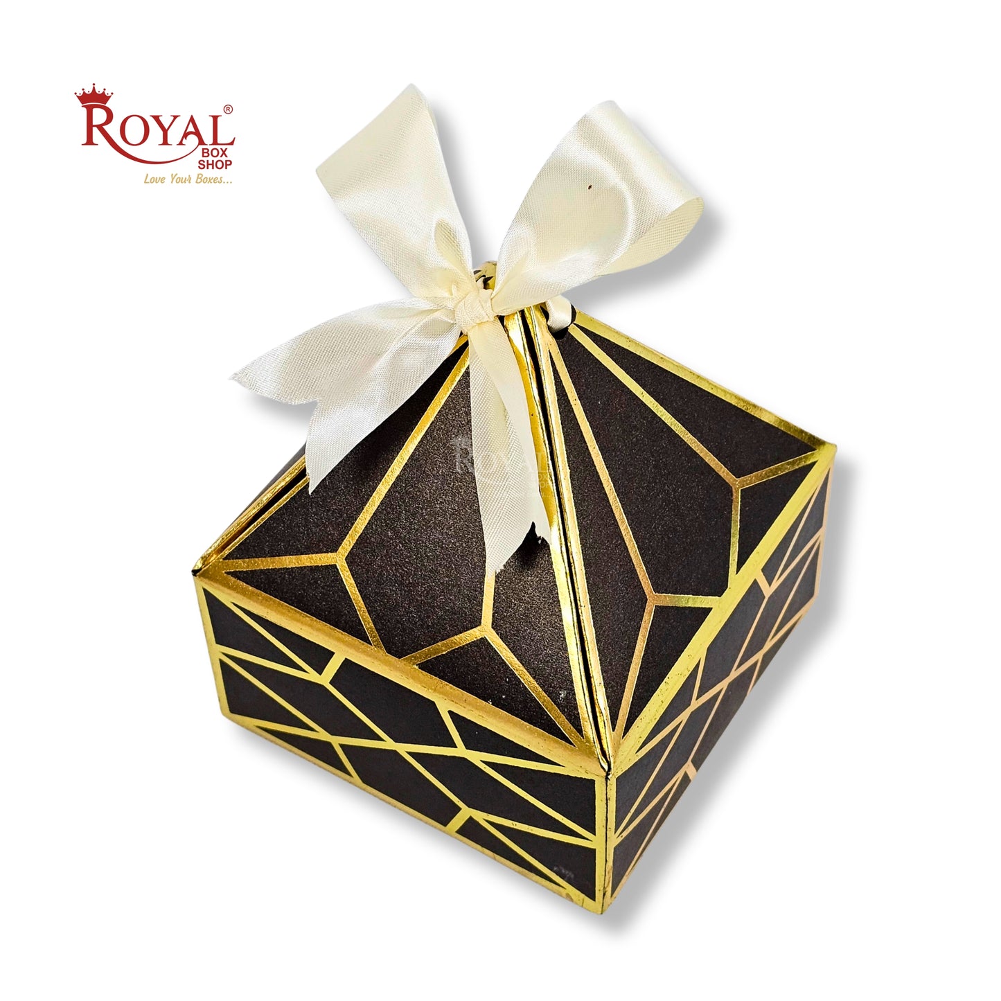 Royal Diamond Gift Box I RCF-03 I Brown with Gold Print I 4x4x2 Inch