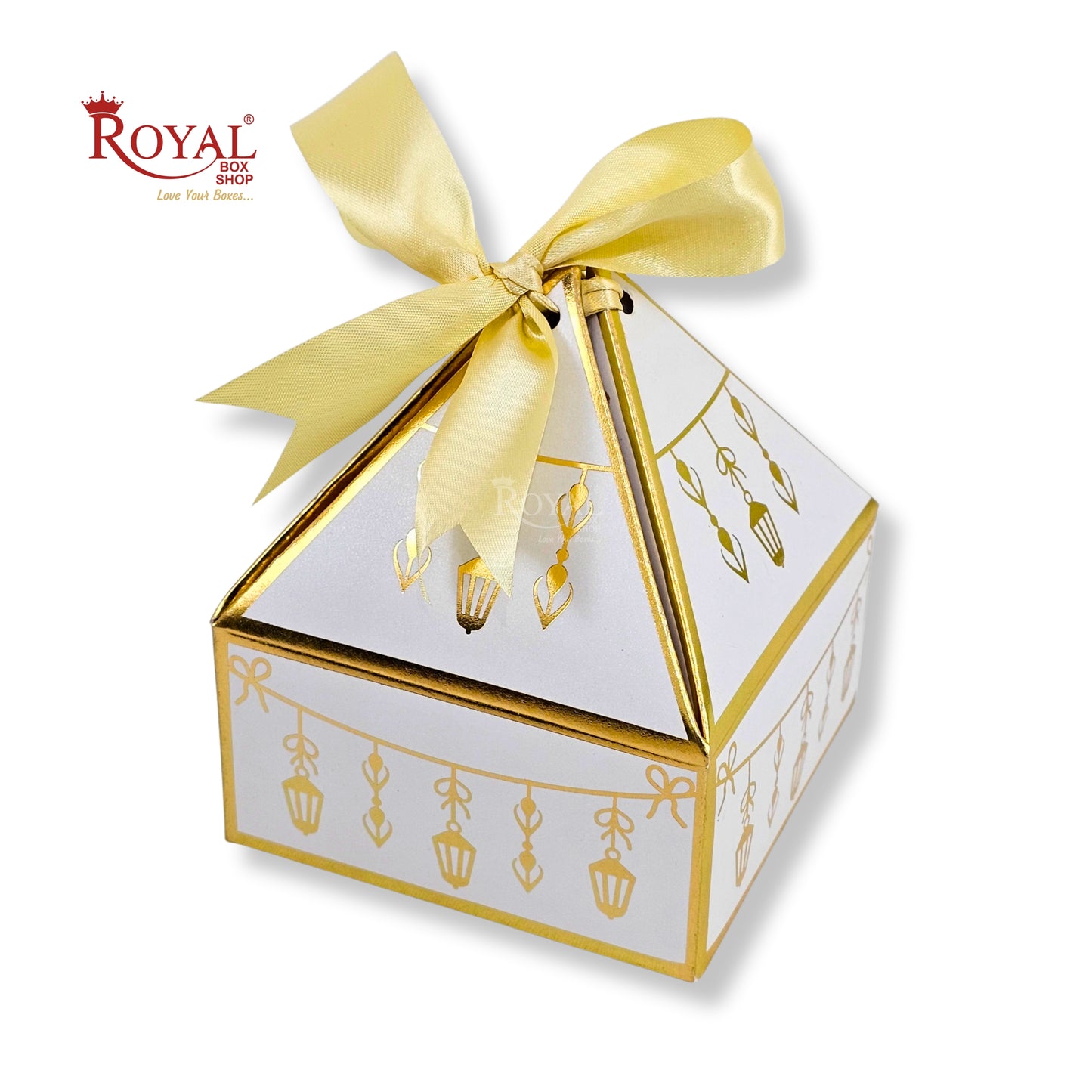 Royal Diamond Gift Box I White Bell Print I 4x4x2 Inch I RCF-03 I Perfect for Sweets, Party Favors