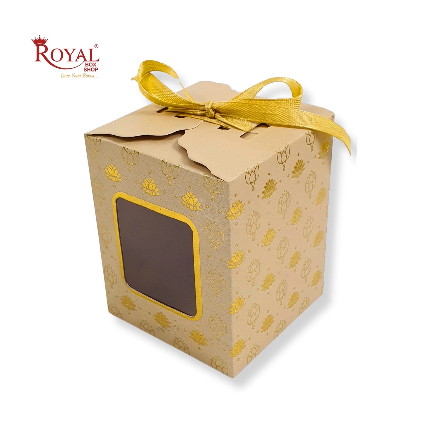 Premium Gift Box | RCF-06 | 3x2.5x2.5 inches | Cream With Flower Leafing