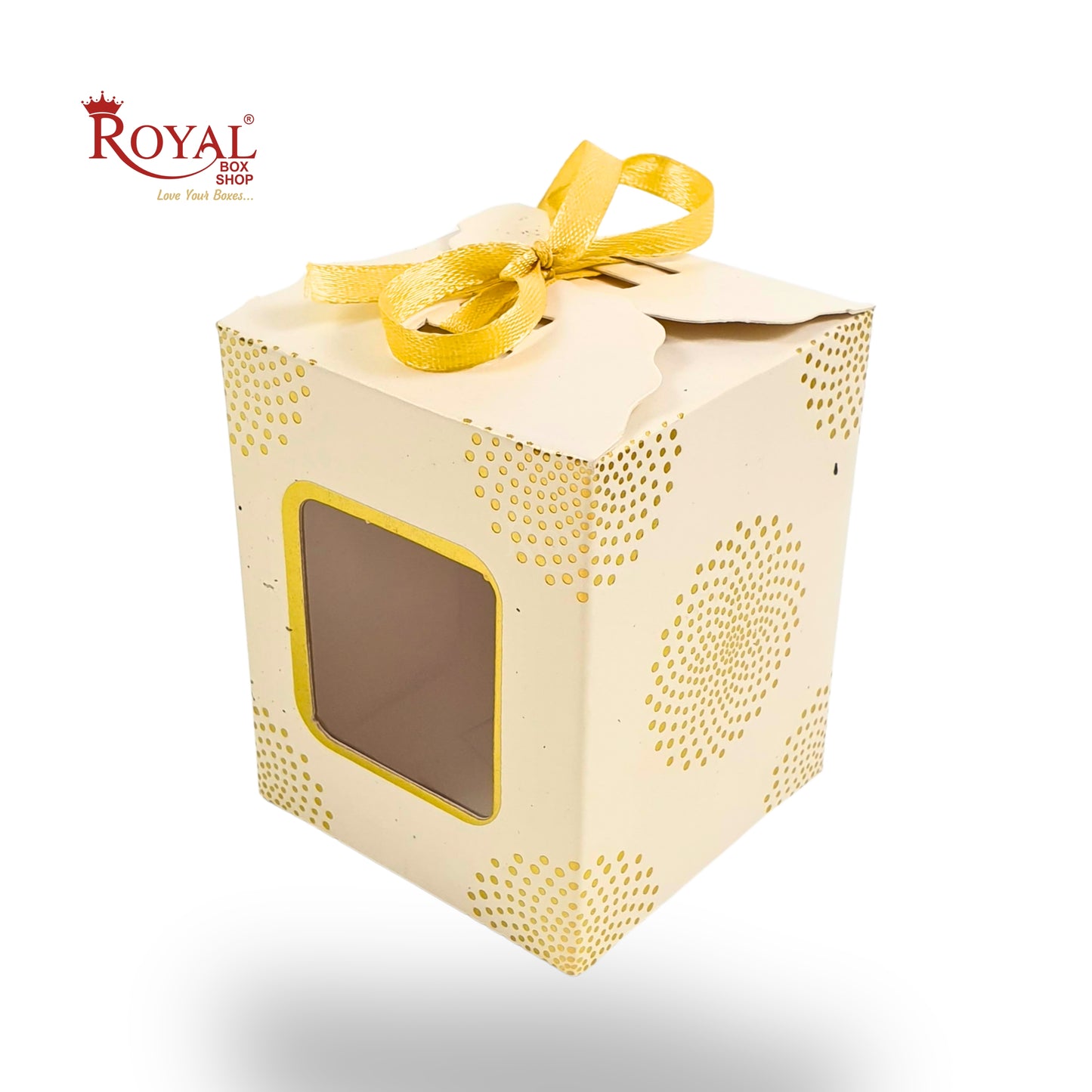 Premium Gift Box| RCF-06 | 3x2.5x2.5 inches | White With Golden Leafing