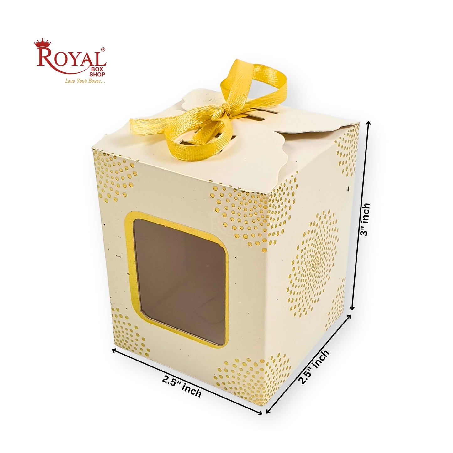 Premium Gift Box| RCF-06 | 3x2.5x2.5 inches | White With Golden Leafing