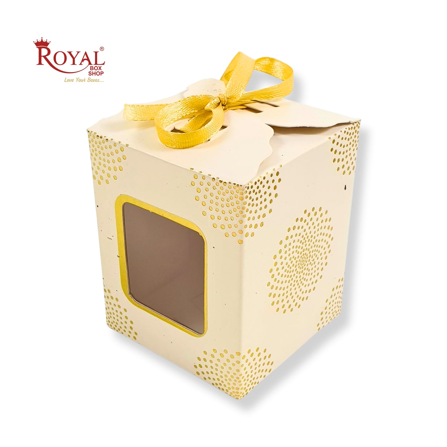 Premium Gift Box| RCF-06 | 3x2.5x2.5 inches | White With Golden Leafing