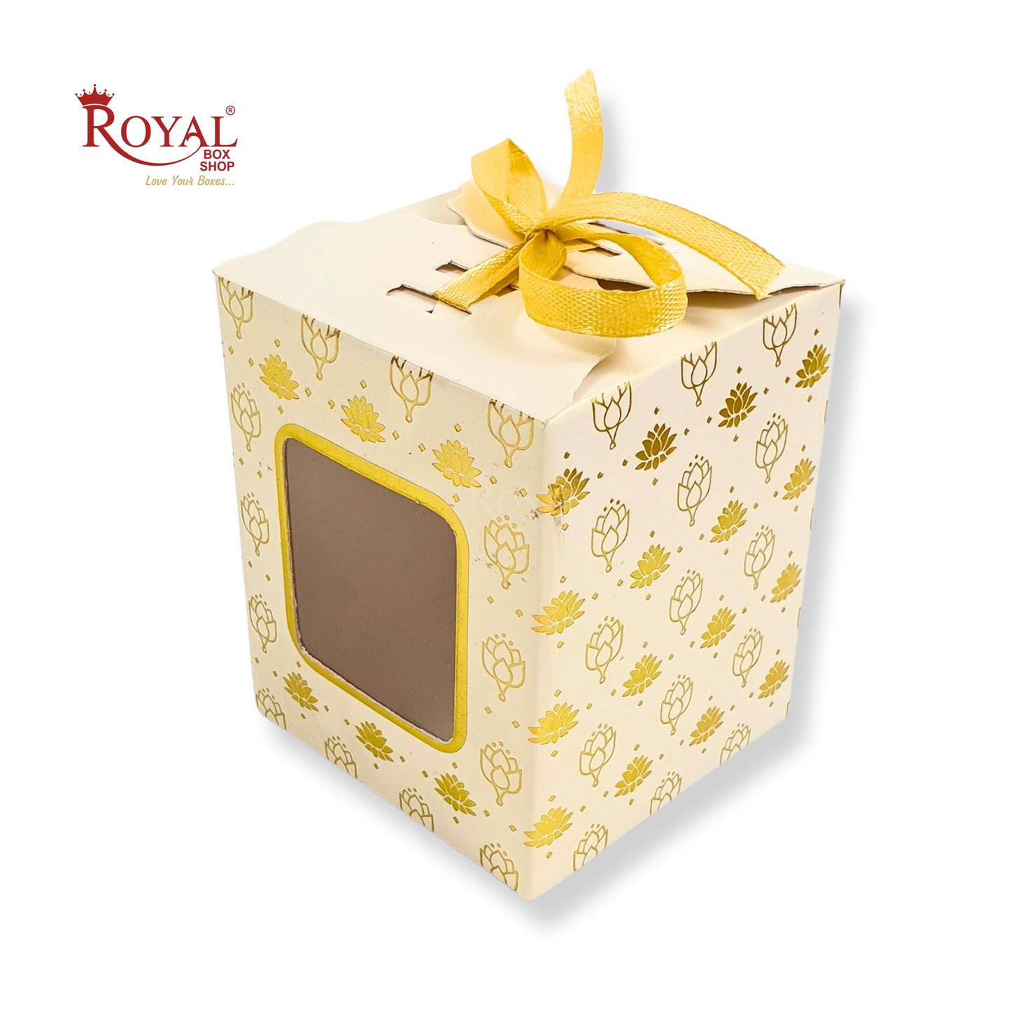 Premium Gift Box | RCF-06 | 3x2.5x2.5 inches | White with Flower Leafing