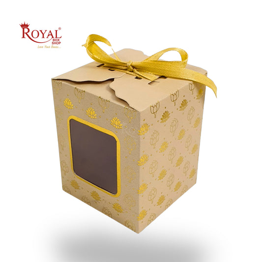 Premium Gift Box | RCF-06 | 3x2.5x2.5 inches | Cream With Flower Leafing
