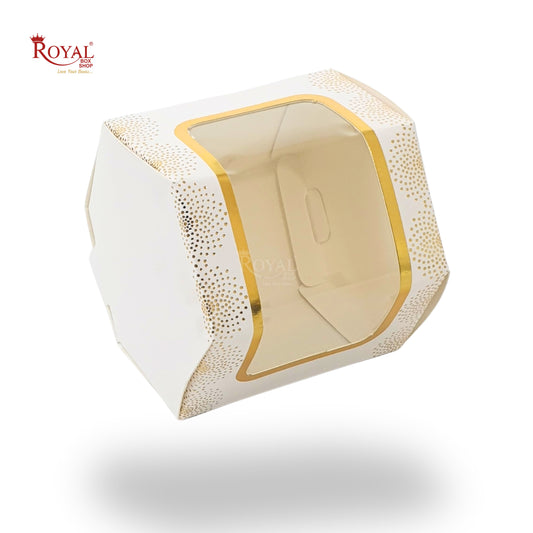 Cookies Box with Window I RCF-07 D1 White With Gold Dot Leafing I 3x3x3 inches