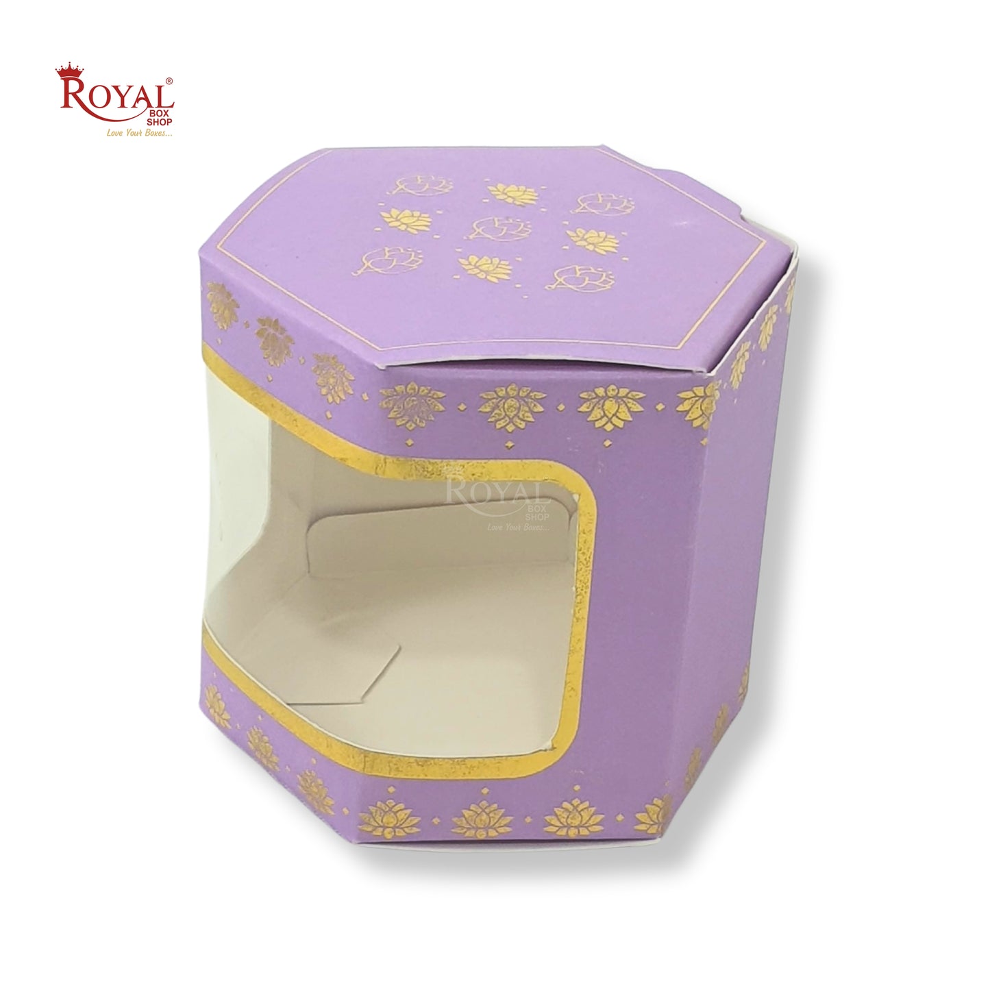 Cookies Box with Window I RCF-07 D2 Lavender With Golden Leafing I 3x3x3 inches