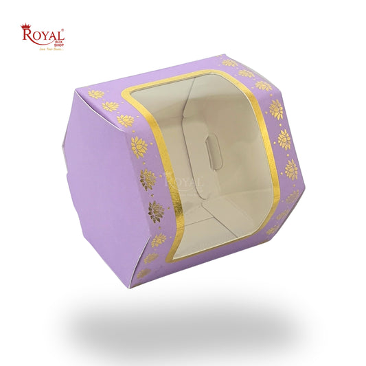 Cookies Box with Window I RCF-07 D2 Lavender With Golden Leafing I 3x3x3 inches