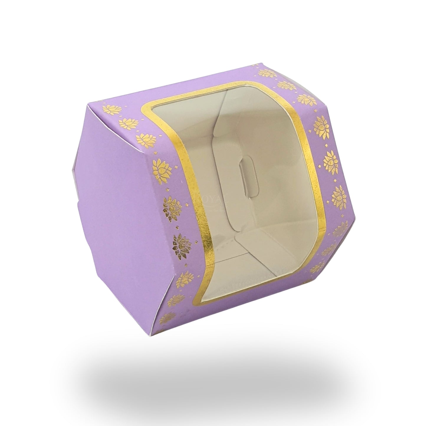 Cookies Box with Window I RCF-07 D2 Lavender With Golden Leafing I 3x3x3 inches