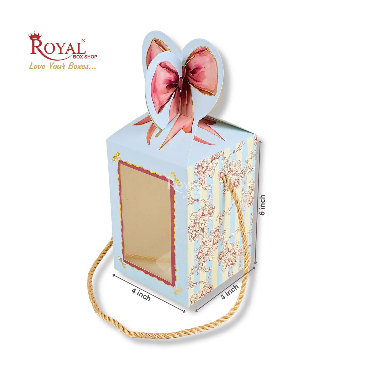 Gift Box Bow Shape | 4x4x6 Inch | RCF-2602 D8 | Baby Blue