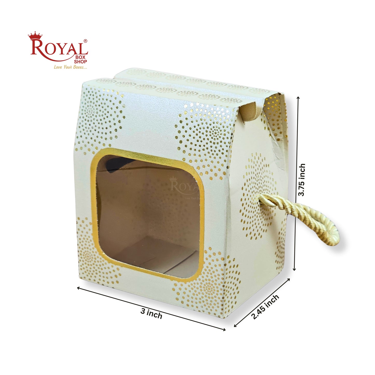 Premium Gift Box | RCF-14 | 3x2.45x3.75 Inches | Cream With Golden Leafing