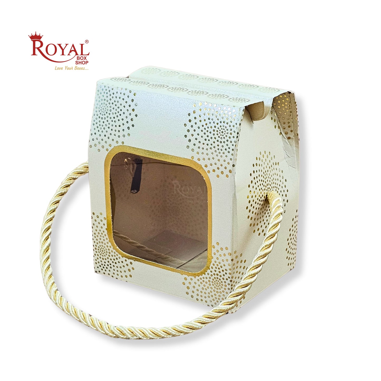 Premium Gift Box | RCF-14 | 3x2.45x3.75 Inches | Cream With Golden Leafing