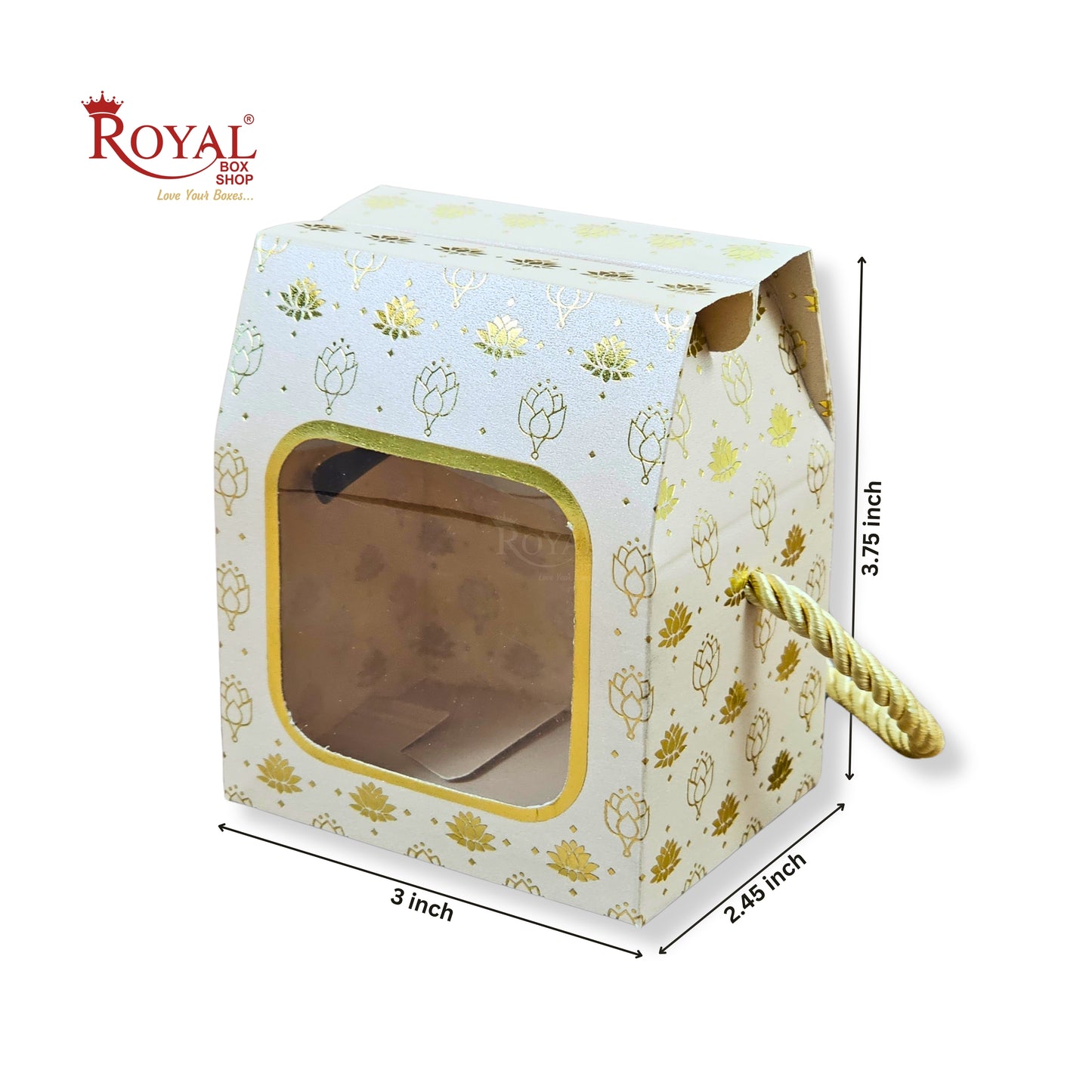 Premium Gift Box | RCF-14 | 3x2.45x3.75 Inches | Cream With Flower Leafing