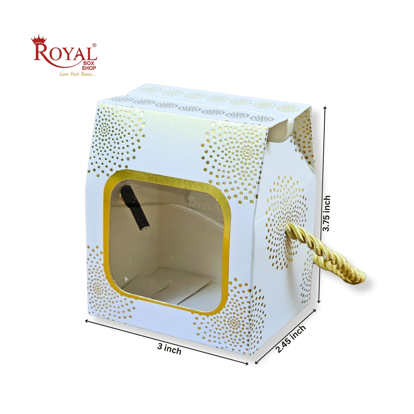 Premium Gift Box | RCF-14 | 3x2.45x3.75 Inches | White With Golden Leafing