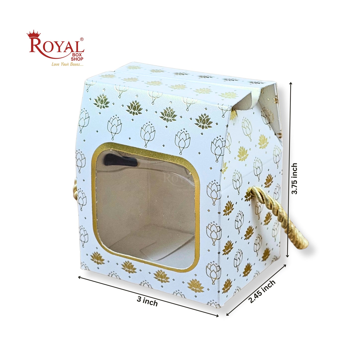 Premium Gift Box | RCF-14 | 3x2.45x3.75 Inches | White With Flower Leafing