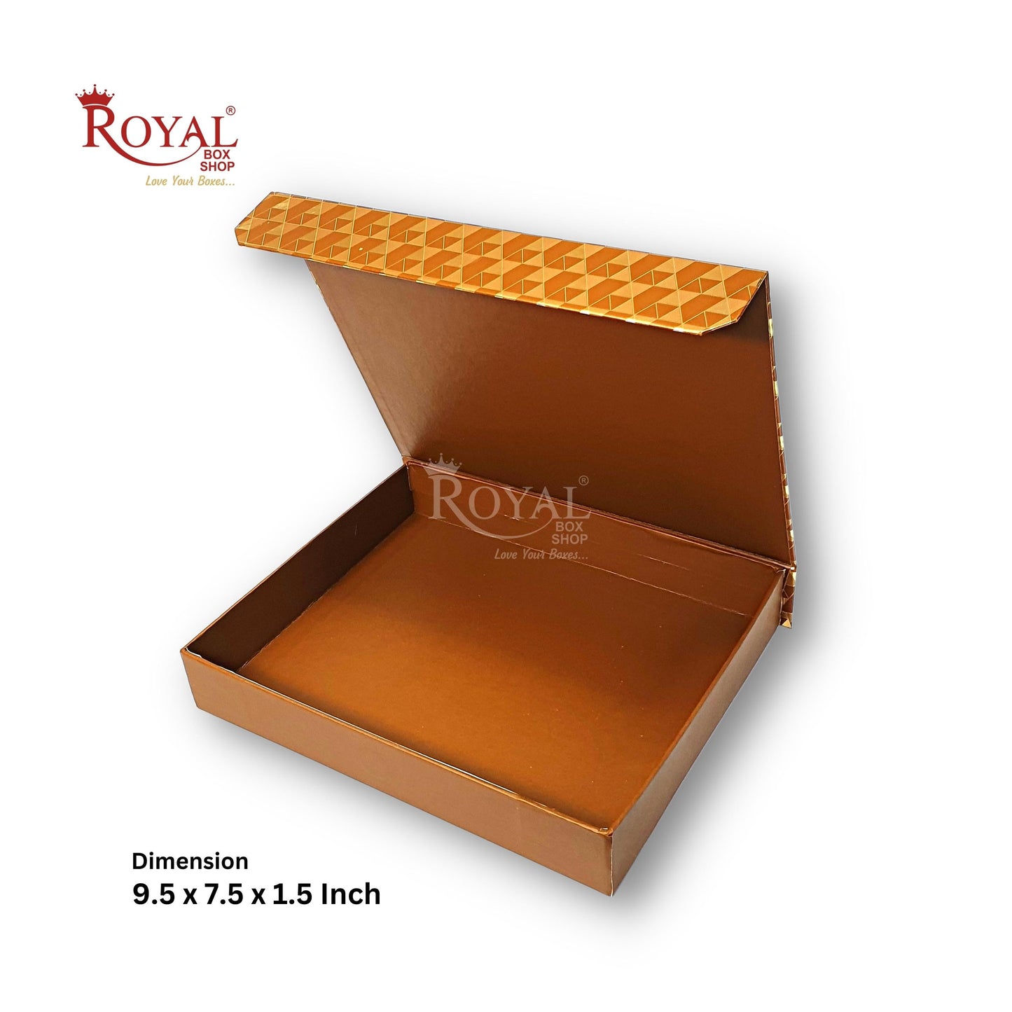 Rigid Chocolate Boxes 20 Cavity With Magnetic Flap I Brown with Gold Foiling I 9.5 X 7.5 X 1.5 Inch I Kappa Boxes Royal Box Shop