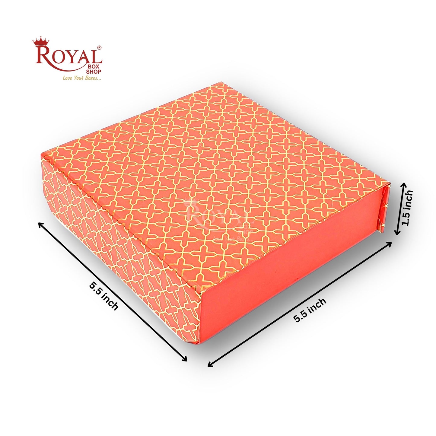 Rigid Chocolate Boxes 9 Cavity With Magnetic Flap I Red with Gold Foiling I 5.5 X 5.5 X 1.5 Inch Royal Box Shop