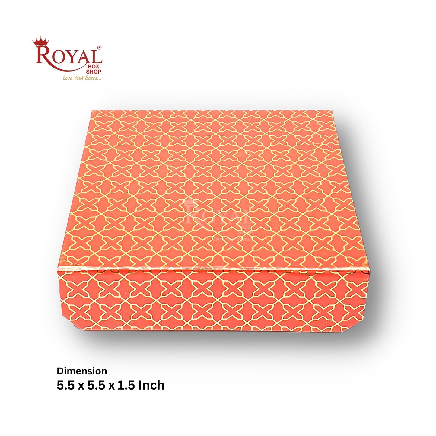Rigid Chocolate Boxes 9 Cavity With Magnetic Flap I Red with Gold Foiling I 5.5 X 5.5 X 1.5 Inch Royal Box Shop