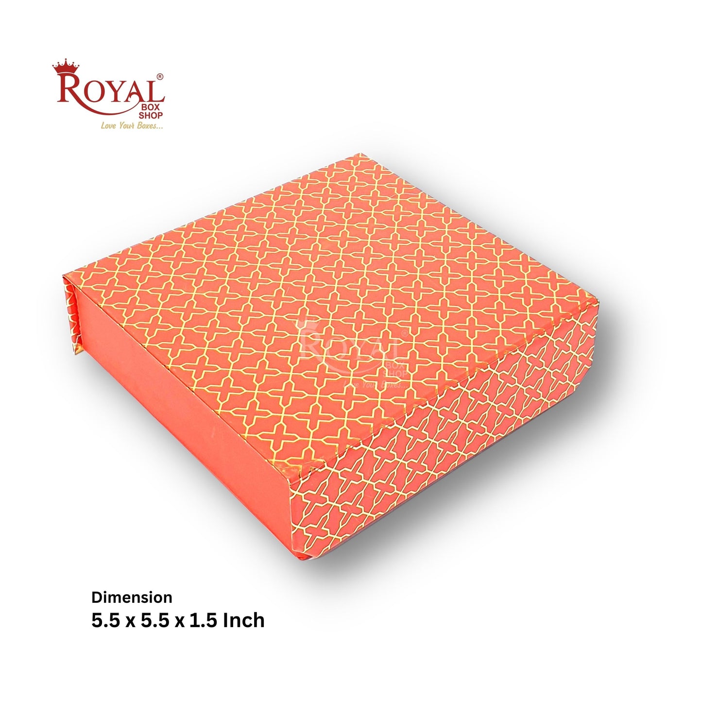 Rigid Chocolate Boxes 9 Cavity With Magnetic Flap I Red with Gold Foiling I 5.5 X 5.5 X 1.5 Inch Royal Box Shop