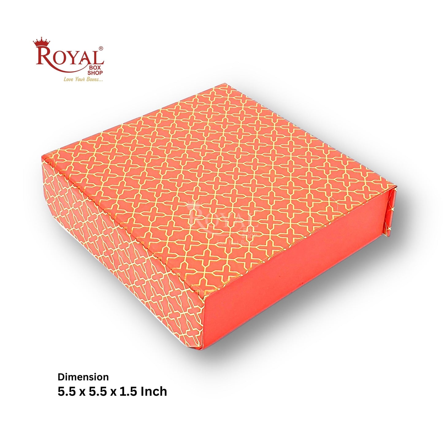 Rigid Chocolate Boxes 9 Cavity With Magnetic Flap I Red with Gold Foiling I 5.5 X 5.5 X 1.5 Inch Royal Box Shop