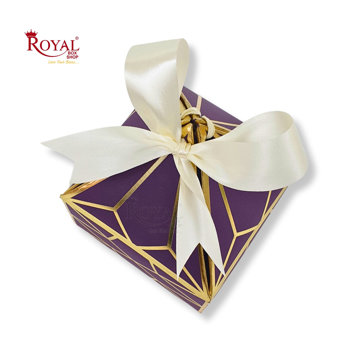 Royal Diamond Gift Box I Purple with Gold Print I 4x4x2 Inch I Perfect for Sweets, Party Favors, & Hampers Royal Box Shop