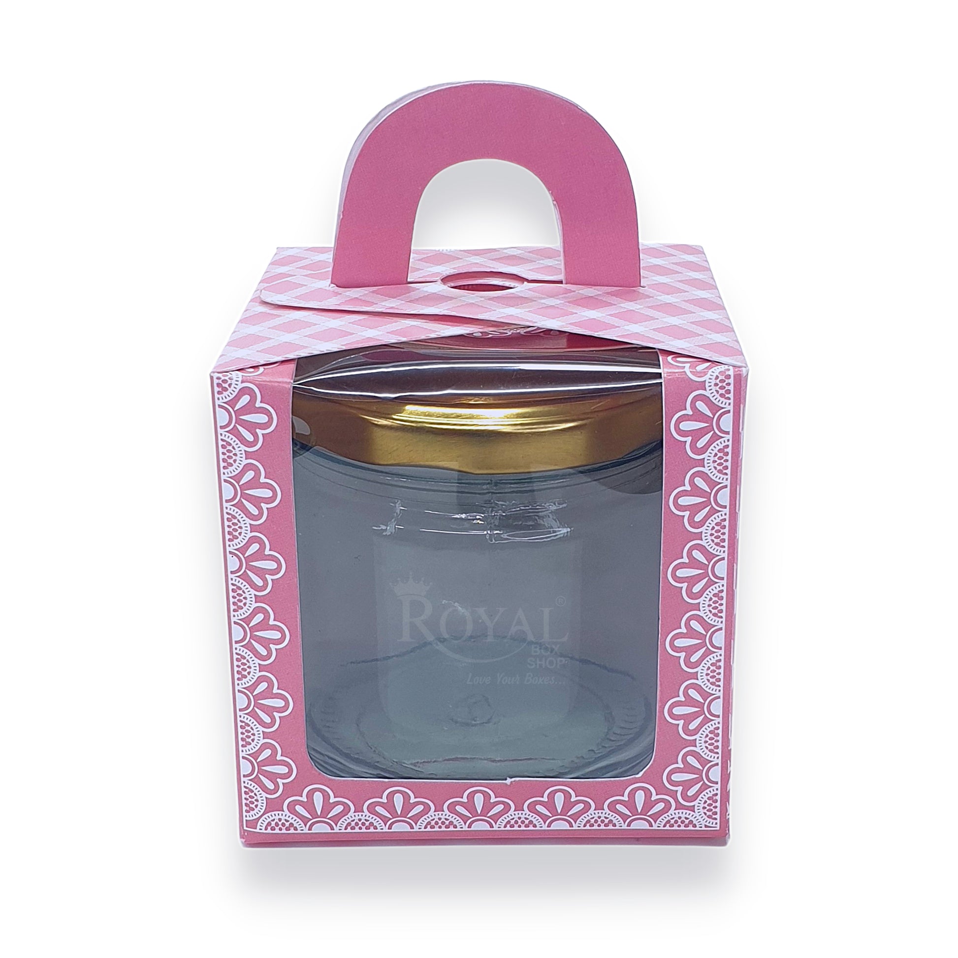 Single Cupcake Box With Window - Size 3.5"x3.5"x3.5" - Pink Check Royal Box Shop