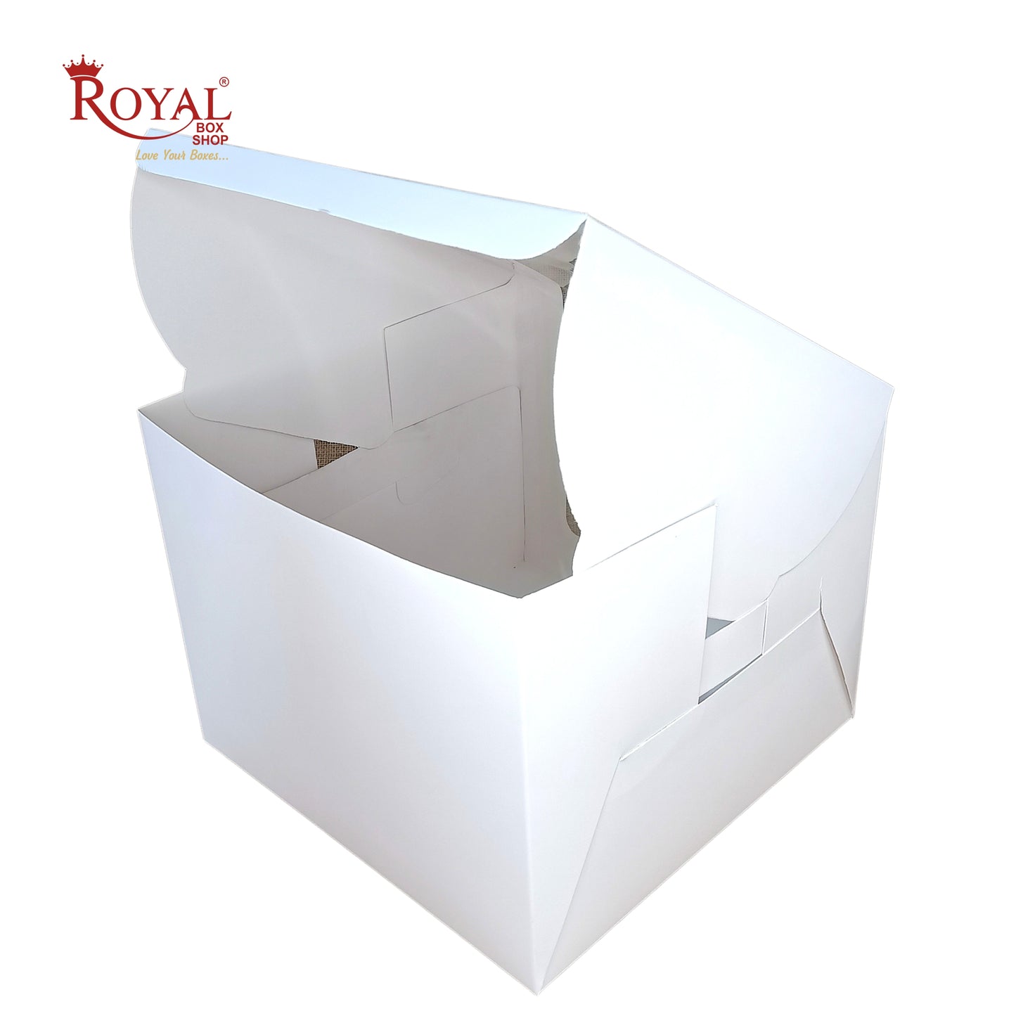 Tall Cake Box L-shape Window - 10"x10"x8"inches - Solid White Color Royal Box Shop