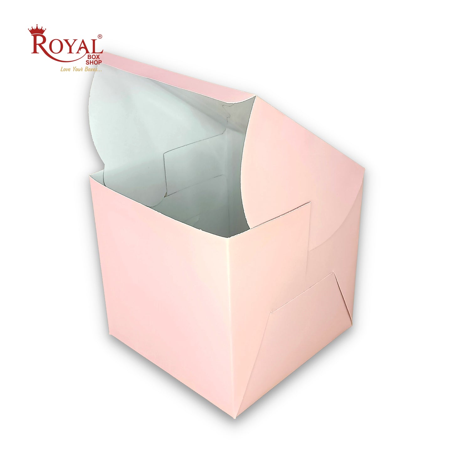 Tall Cake Box L-shape Window - 8"x8"x8"inches - Solid Pink Color Royal Box Shop
