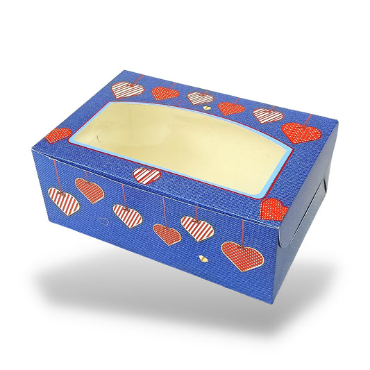 6 Cupcake Valentine Theme Box | Size 10x6.57x3.5" Inch | Royal Blue Color | B2B