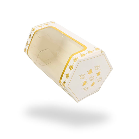 Cookies Box with Window I RCF-08 D2 I Size 5x3x3 inches I White in Golden leafing