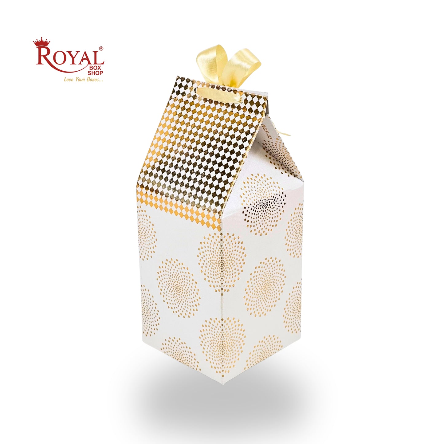Premium Gift Box with Window I White Gold Mandala Leafing Print I RCF-37 I 4.5x3x3 inches