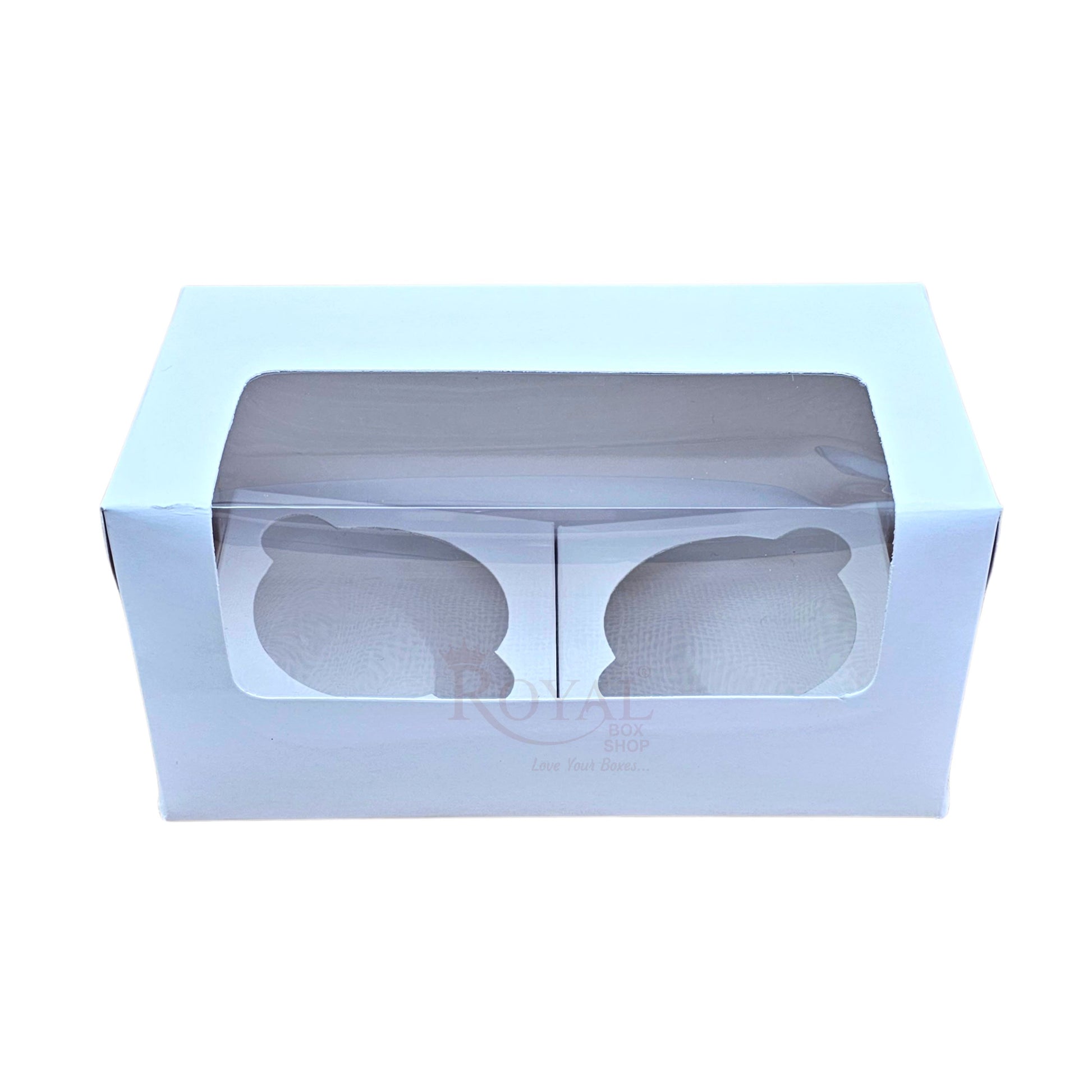 2 Cupcake Box With Window - Size 7"x3.5"x3.5" - White Royal Box Shop